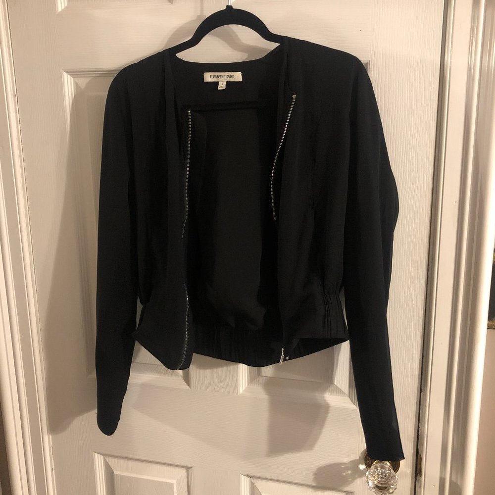 Silk Bomber with Zipper Pull